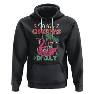 Skeleton Santa Hoodie Merry Christmas in July Summer Xmas Flamingo Float TS02 Black Printyourwear