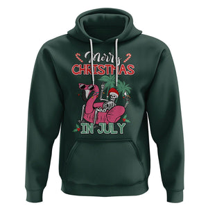 Skeleton Santa Hoodie Merry Christmas in July Summer Xmas Flamingo Float TS02 Dark Forest Green Printyourwear