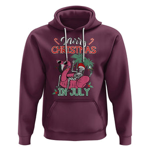 Skeleton Santa Hoodie Merry Christmas in July Summer Xmas Flamingo Float TS02 Maroon Printyourwear