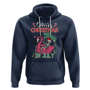 Skeleton Santa Hoodie Merry Christmas in July Summer Xmas Flamingo Float TS02 Navy Printyourwear