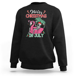 Skeleton Santa Sweatshirt Merry Christmas in July Summer Xmas Flamingo Float TS02 Black Printyourwear