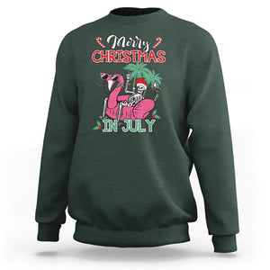 Skeleton Santa Sweatshirt Merry Christmas in July Summer Xmas Flamingo Float TS02 Dark Forest Green Printyourwear