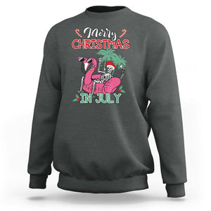 Skeleton Santa Sweatshirt Merry Christmas in July Summer Xmas Flamingo Float TS02 Dark Heather Printyourwear