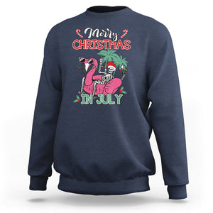 Skeleton Santa Sweatshirt Merry Christmas in July Summer Xmas Flamingo Float TS02 Navy Printyourwear