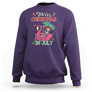 Skeleton Santa Sweatshirt Merry Christmas in July Summer Xmas Flamingo Float TS02 Purple Printyourwear