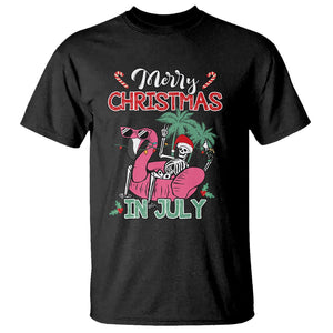 Skeleton Santa T Shirt Merry Christmas in July Summer Xmas Flamingo Float TS02 Black Printyourwear