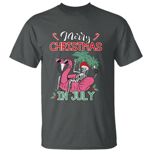 Skeleton Santa T Shirt Merry Christmas in July Summer Xmas Flamingo Float TS02 Dark Heather Printyourwear