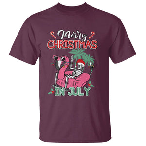 Skeleton Santa T Shirt Merry Christmas in July Summer Xmas Flamingo Float TS02 Maroon Printyourwear