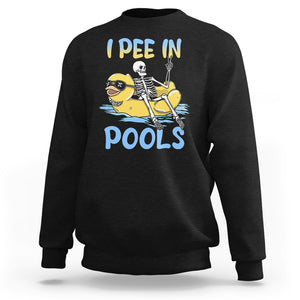 Swimming Skeleton Sweatshirt I Pee In Pools Funny Pool Lovers Sarcastic Sayings Summer TS02 Sport Gray Printyourwear