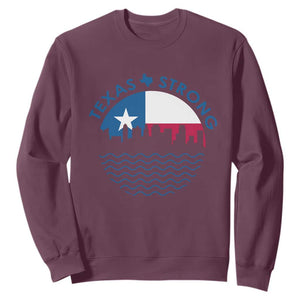 Strong Texas Sweatshirt Retro Flag Resilient Texans Pride TS02 Maroon Print Your Wear