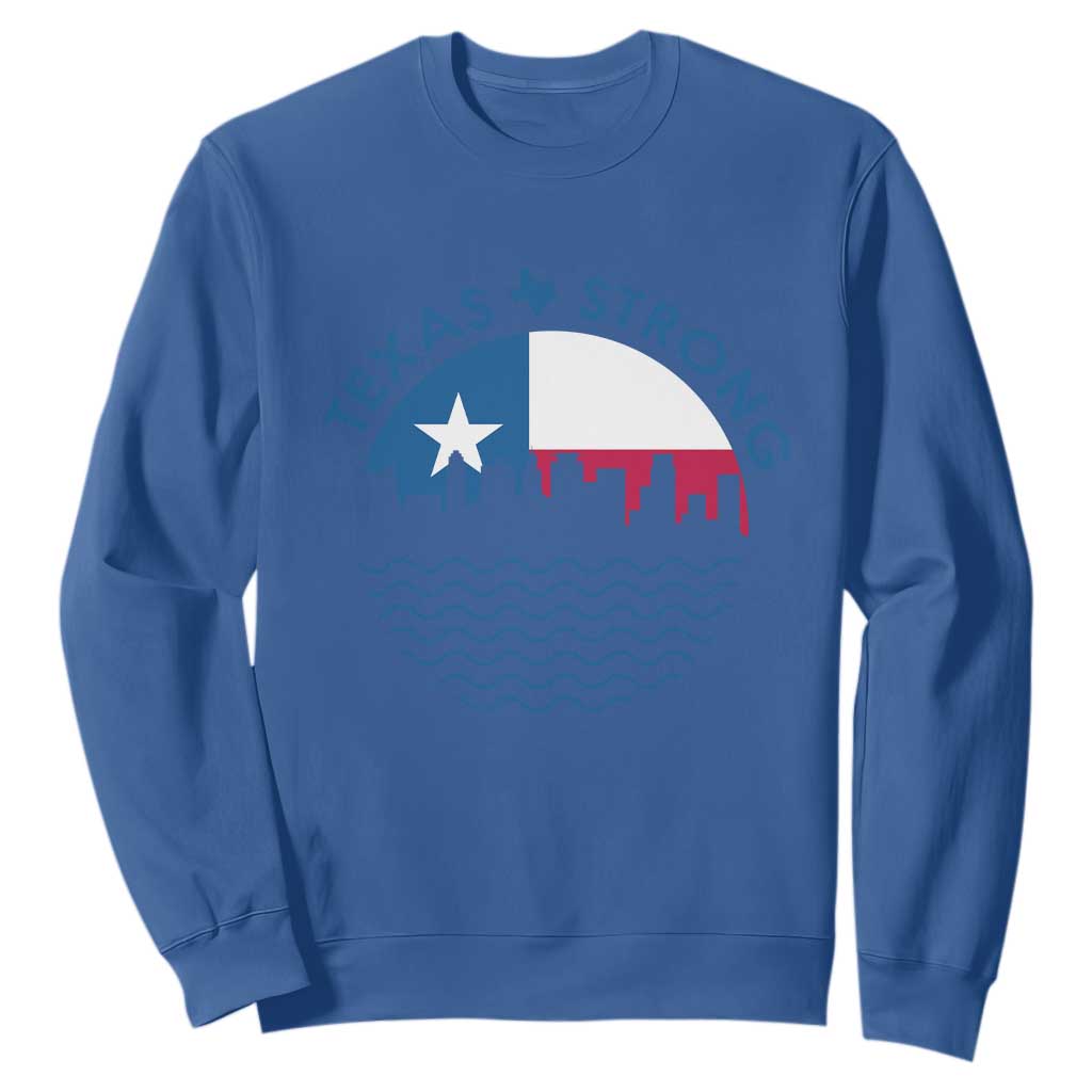 Strong Texas Sweatshirt Retro Flag Resilient Texans Pride TS02 Royal Blue Print Your Wear
