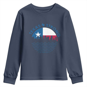 Strong Texas Youth Sweatshirt Retro Flag Resilient Texans Pride TS02 Navy Print Your Wear