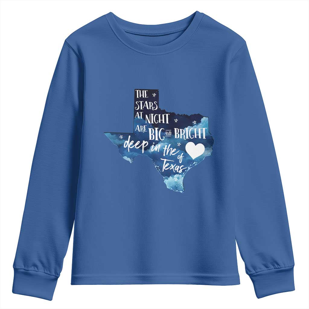 Texas Pride Youth Sweatshirt The Stars at Night Are Big and Bright TS02 Royal Blue Print Your Wear
