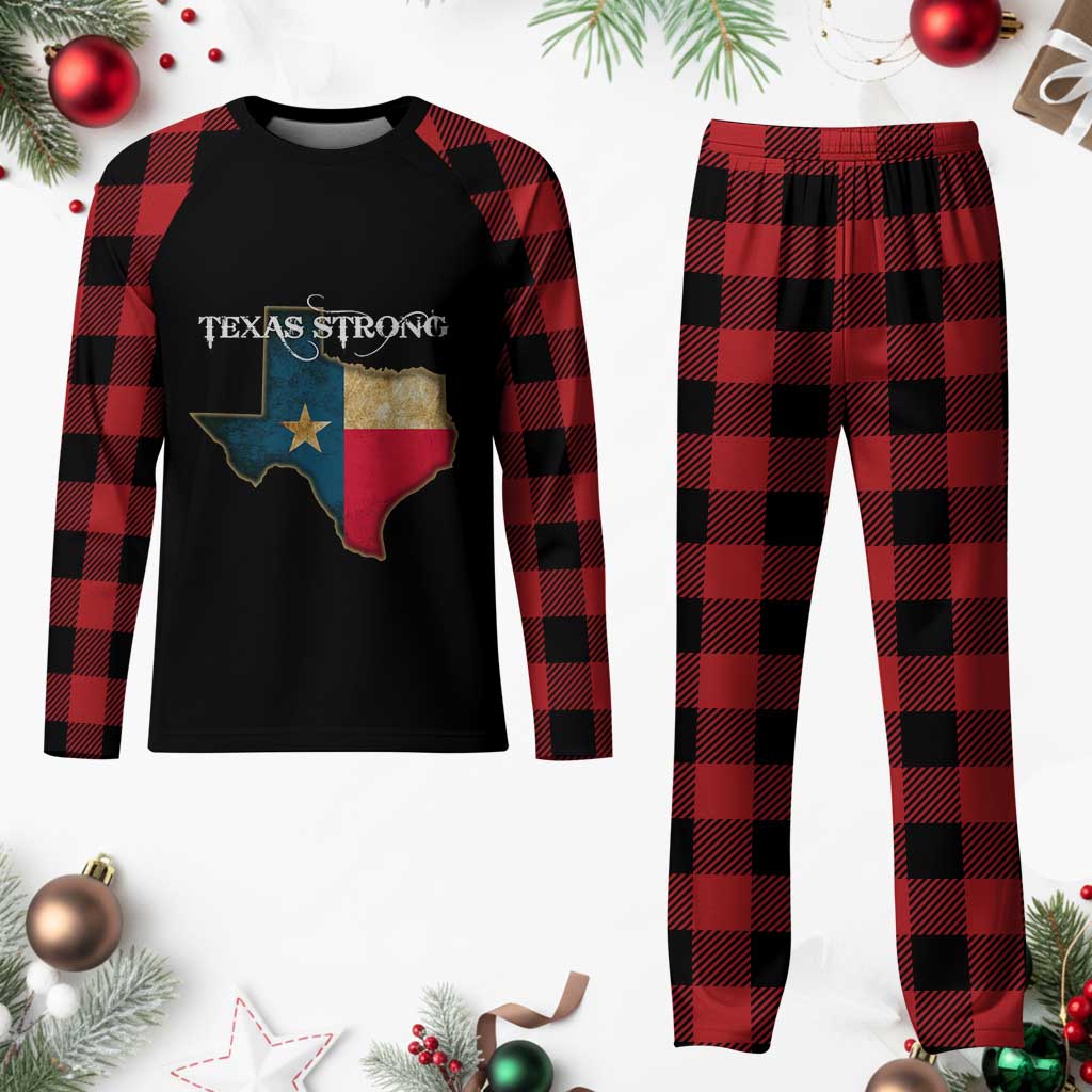 Strong Texas Plaid Pajama Set Retro Lone Star State Pride Distressed Flag TS02 Buffalo Plaid Print Your Wear