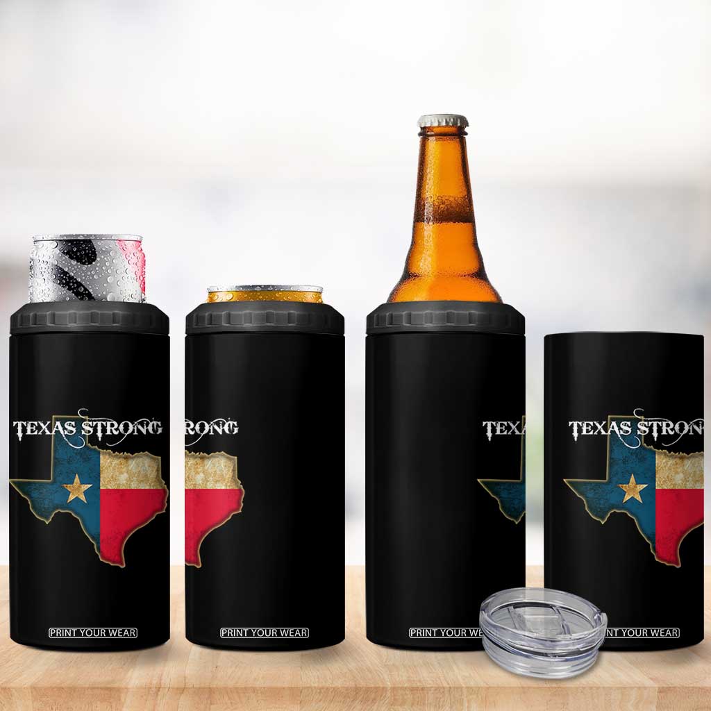 Strong Texas 4 in 1 Can Cooler Tumbler Retro Lone Star State Pride Distressed Flag TS02 Print Your Wear