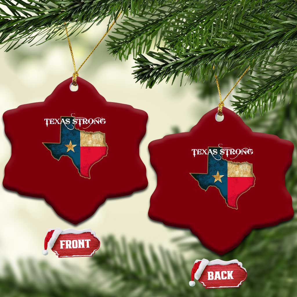 Strong Texas Ceramic Ornament Retro Lone Star State Pride Distressed Flag TS02 Print Your Wear