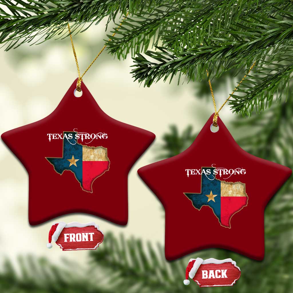 Strong Texas Ceramic Ornament Retro Lone Star State Pride Distressed Flag TS02 Print Your Wear
