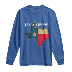 Strong Texas Long Sleeve Shirt Retro Lone Star State Pride Distressed Flag TS02 Royal Blue Print Your Wear