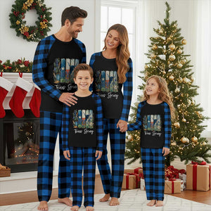 Retro Strong Texas Plaid Pajama Set Bluebonnets Longhorn Cowboy Western Pride TS02 Blue Plaid Print Your Wear