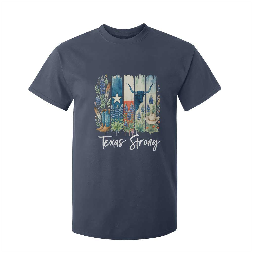 Retro Strong Texas T Shirt For Kid Bluebonnets Longhorn Cowboy Western Pride TS02 Navy Print Your Wear