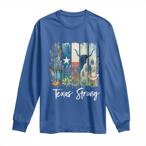 Retro Strong Texas Long Sleeve Shirt Bluebonnets Longhorn Cowboy Western Pride TS02 Royal Blue Print Your Wear
