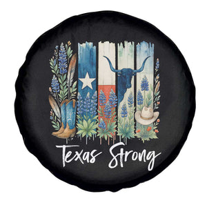 Retro Strong Texas Spare Tire Cover Bluebonnets Longhorn Cowboy Western Pride TS02 Print Your Wear