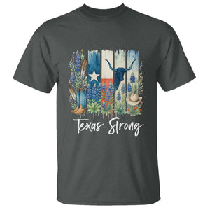 Retro Strong Texas T Shirt Bluebonnets Longhorn Cowboy Western Pride TS02 Dark Heather Print Your Wear