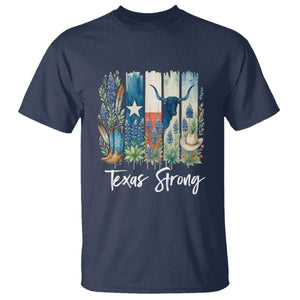 Retro Strong Texas T Shirt Bluebonnets Longhorn Cowboy Western Pride TS02 Navy Print Your Wear