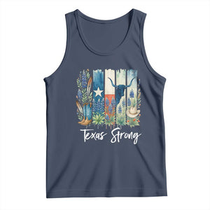 Retro Strong Texas Tank Top Bluebonnets Longhorn Cowboy Western Pride TS02 Navy Print Your Wear