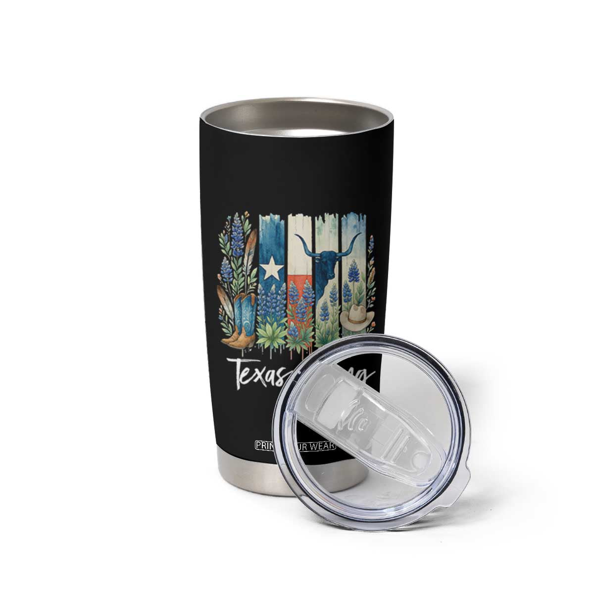 Retro Strong Texas Tumbler Cup Bluebonnets Longhorn Cowboy Western Pride TS02 Print Your Wear