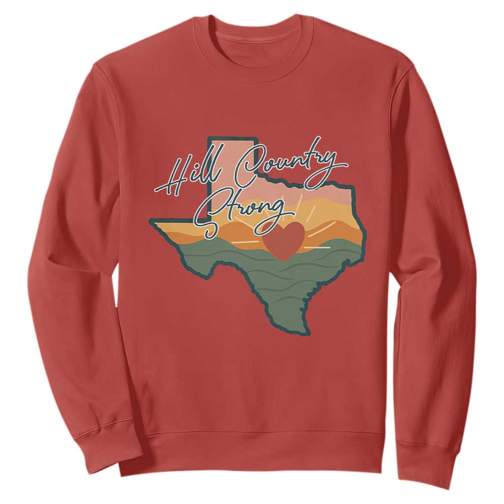 Hill Country Strong Sweatshirt Texas Pride for Resilient Texans Retro TS02 Red Print Your Wear