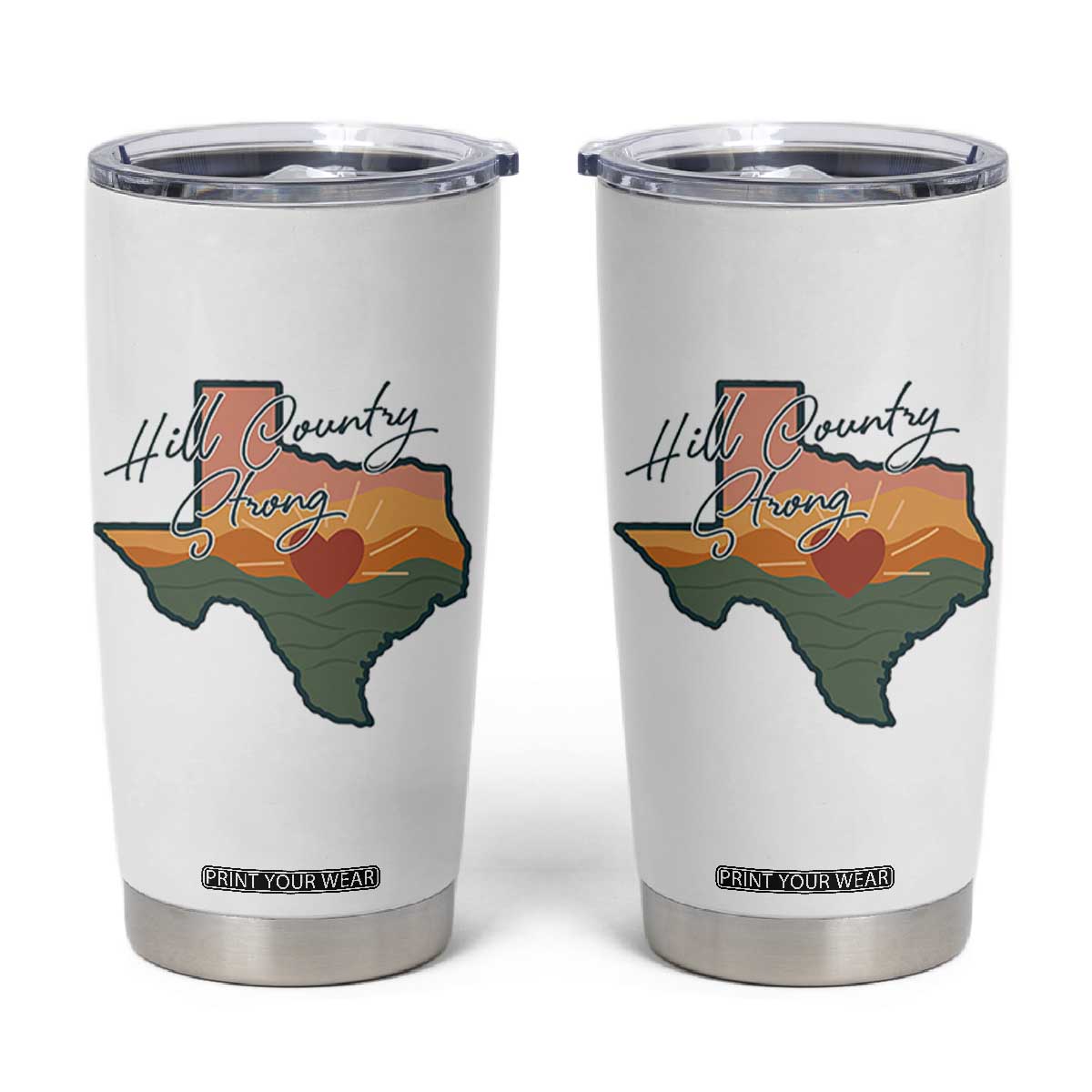 Hill Country Strong Tumbler Cup Texas Pride for Resilient Texans Retro TS02 White Print Your Wear