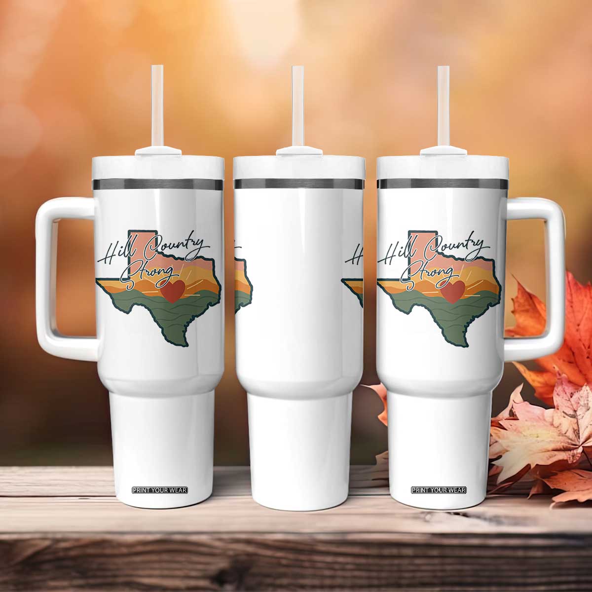 Hill Country Strong Tumbler With Handle Texas Pride for Resilient Texans Retro TS02 Print Your Wear