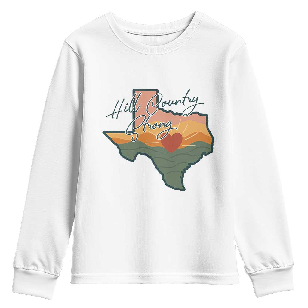 Hill Country Strong Youth Sweatshirt Texas Pride for Resilient Texans Retro TS02 White Print Your Wear