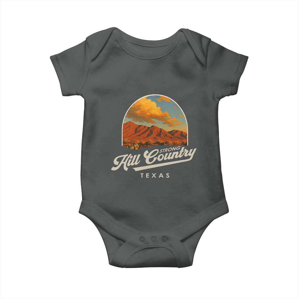 Hill Country Strong Baby Onesie Texas Support Retro Enchanted Rock TS02 Dark Heather Print Your Wear