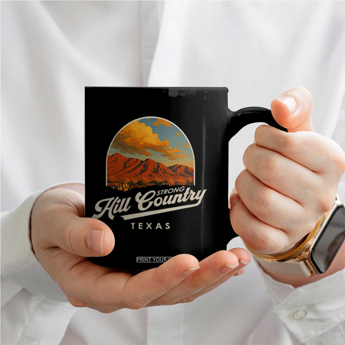 Hill Country Strong Coffee Mug Texas Support Retro Enchanted Rock TS02 Print Your Wear