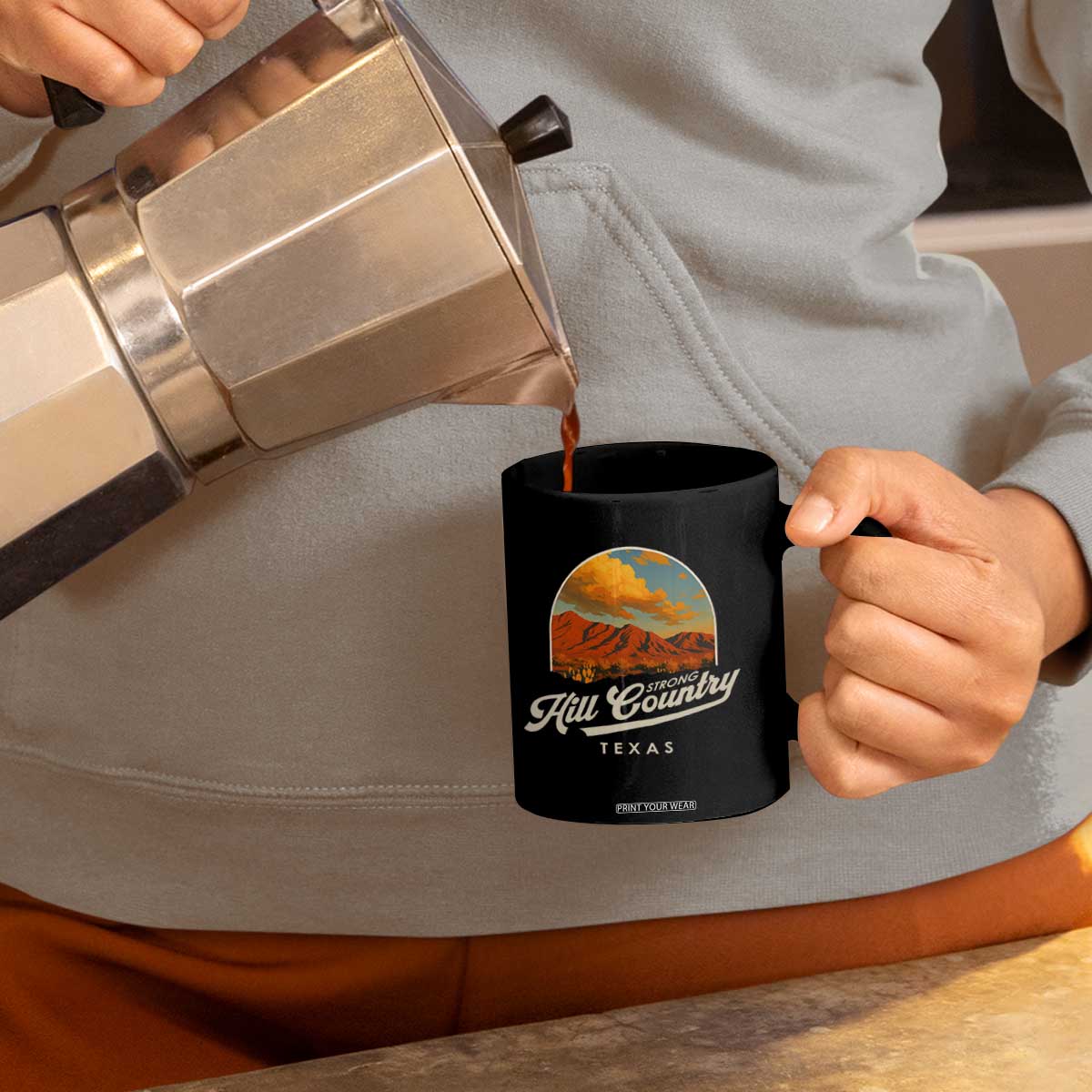 Hill Country Strong Coffee Mug Texas Support Retro Enchanted Rock TS02 Print Your Wear