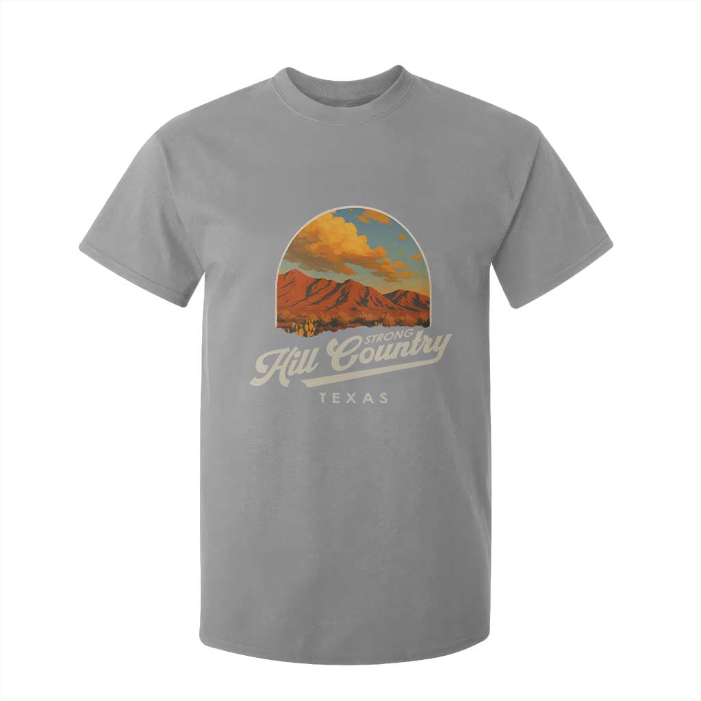 Hill Country Strong T Shirt For Kid Texas Support Retro Enchanted Rock TS02 Sport Gray Print Your Wear