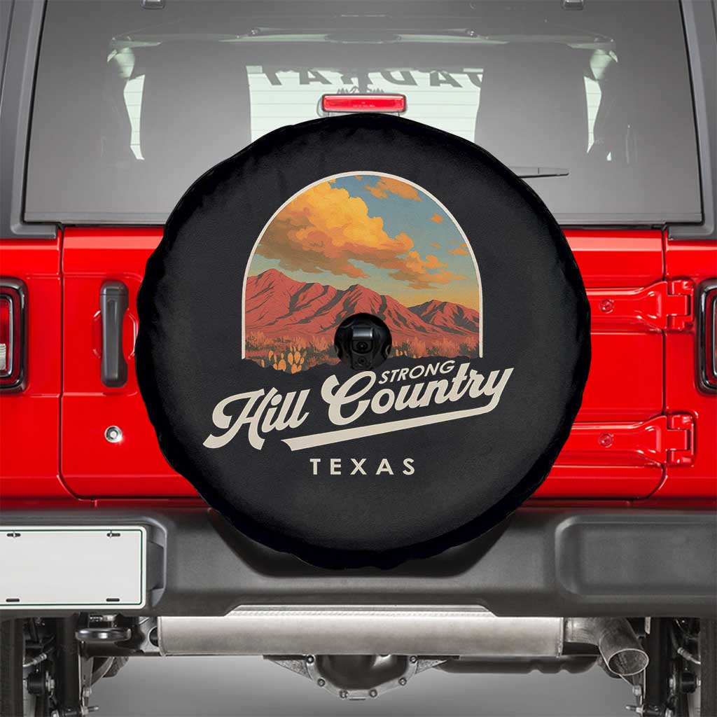 Hill Country Strong Spare Tire Cover Texas Support Retro Enchanted Rock TS02 Black Print Your Wear