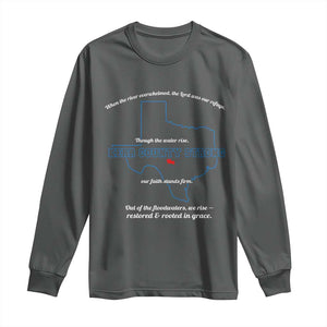 Kerr County Strong Christian Long Sleeve Shirt Texas Faith Hope Resilient Texans TS02 Dark Heather Print Your Wear