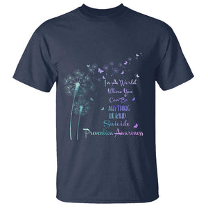 Suicide Prevention Awareness Support Dandelions Be Kind T Shirt TS02 Navy Printyourwear