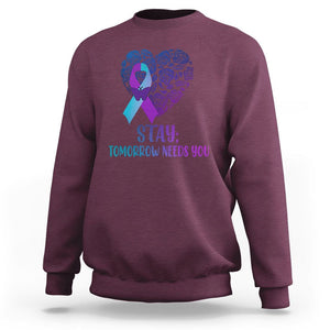 Suicide Prevention Awareness Sweatshirt Stay Mental Health Suicide Prevention Support Semicolon TS02 Maroon Print Your Wear