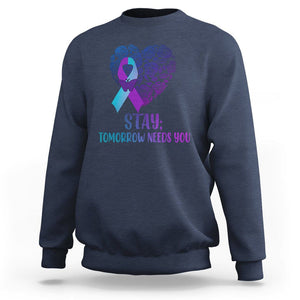 Suicide Prevention Awareness Sweatshirt Stay Mental Health Suicide Prevention Support Semicolon TS02 Navy Print Your Wear