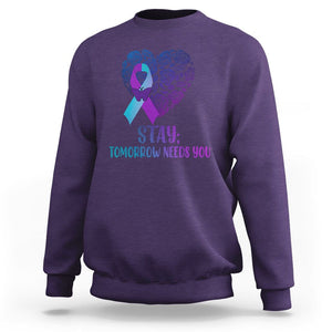 Suicide Prevention Awareness Sweatshirt Stay Mental Health Suicide Prevention Support Semicolon TS02 Purple Print Your Wear