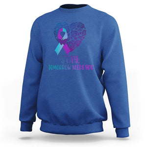 Suicide Prevention Awareness Sweatshirt Stay Mental Health Suicide Prevention Support Semicolon TS02 Royal Blue Print Your Wear