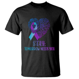 Suicide Prevention Awareness T Shirt Stay Mental Health Suicide Prevention Support Semicolon TS02 Black Printyourwear