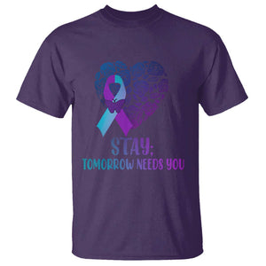 Suicide Prevention Awareness T Shirt Stay Mental Health Suicide Prevention Support Semicolon TS02 Purple Printyourwear