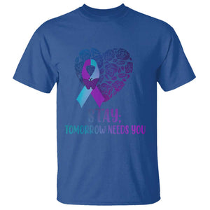 Suicide Prevention Awareness T Shirt Stay Mental Health Suicide Prevention Support Semicolon TS02 Royal Blue Printyourwear