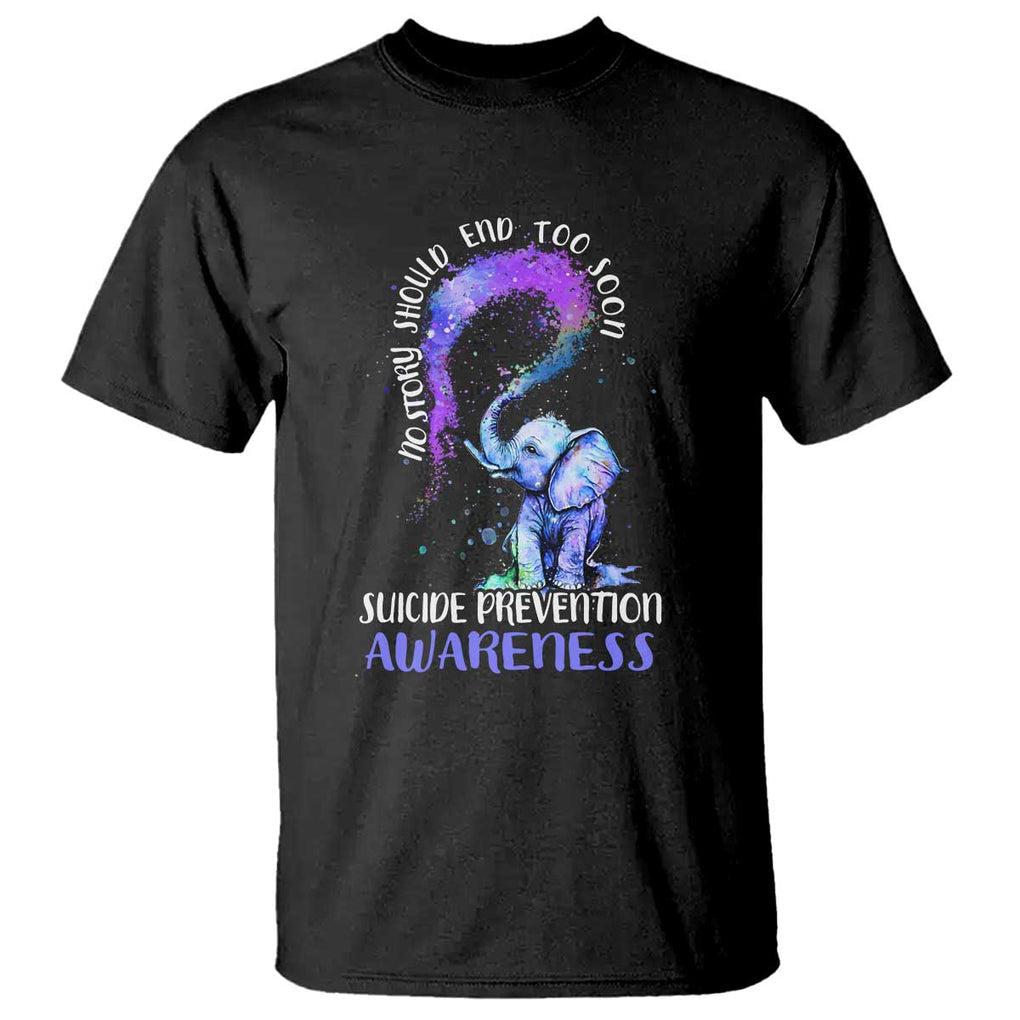 Suicide Prevention Awareness T Shirt No Story Should End Teal Purple Ribbon Suicide Prevention TS02 Black Printyourwear