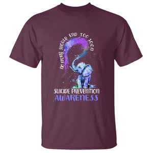 Suicide Prevention Awareness T Shirt No Story Should End Teal Purple Ribbon Suicide Prevention TS02 Maroon Printyourwear